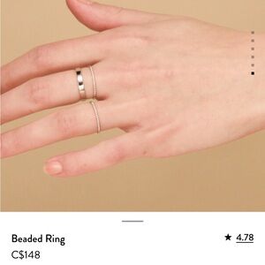 Mejuri - White gold beaded ring - Size 4